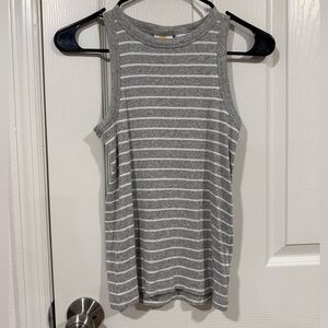 C.C Gray and White Striped Tank Top
